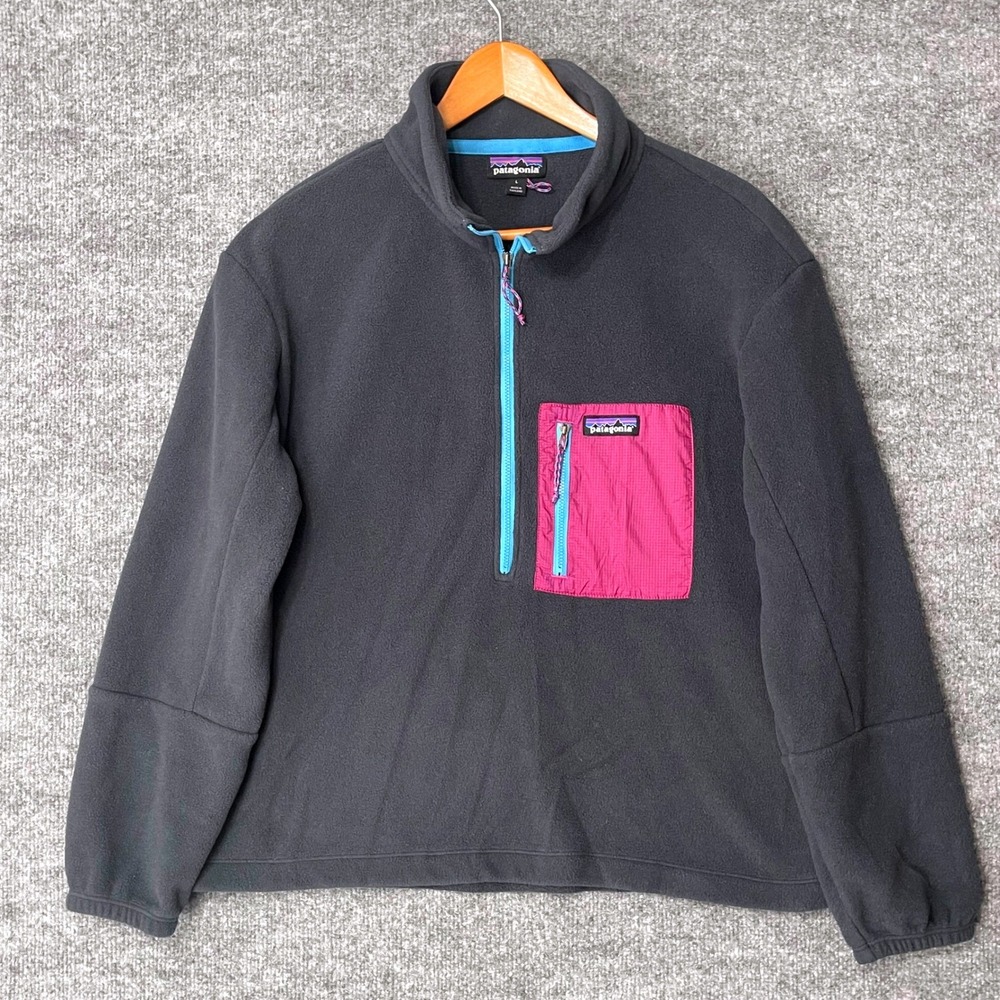 Patagonia Womens Synchilla Anorak Fleece Half Zip Pullover Pitch Blue L 26260